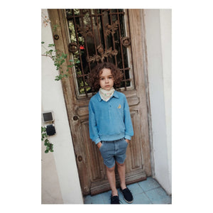 Emile et Ida - Striped Denim Bermuda Shorts | Blue
