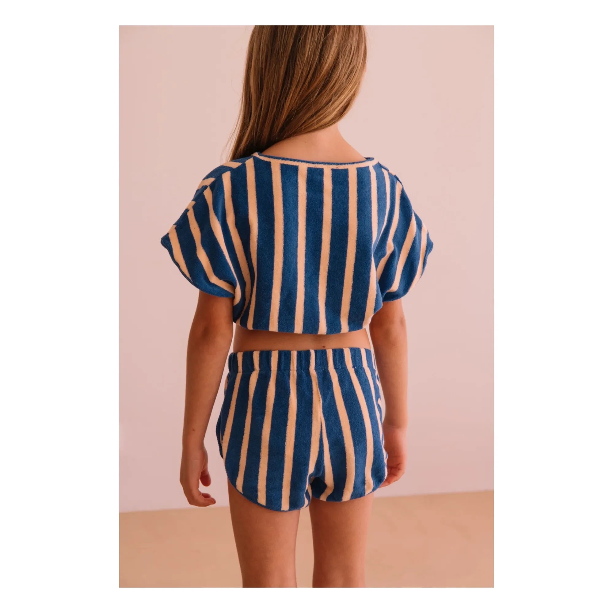 We Are Kids - Juju Striped Organic Cotton Terry Shorts | Blue