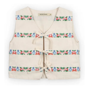 the new society - Embroidered Malva Flower Knots Cotton BCI | Ecru