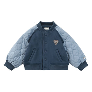 Donsje - Noal Mixed Material Bomber Jacket | Dark Blue