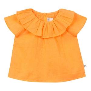 Arsène et Les Pipelettes - Organic cotton voile collared blouse | Orange
