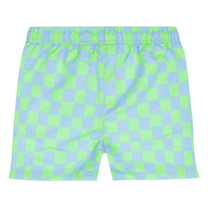 Tumble N'Dry - Manaus Check Recycled Fiber Swimsuit Shorts | Turquoise