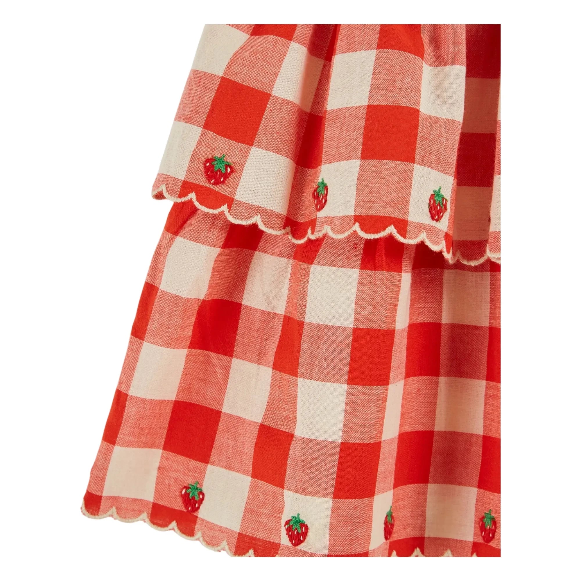 Emile et Ida - Embroidered Skirt Organic Cotton Tiles | Red