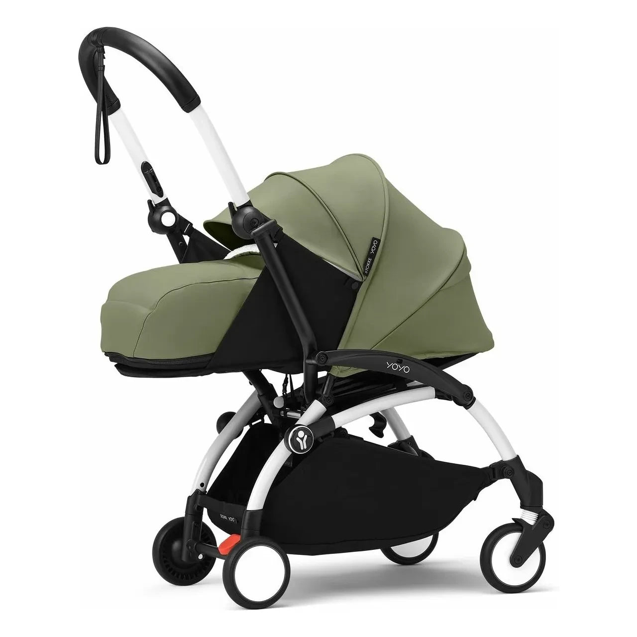 Stokke® - YOYO³ 0+ yenidoğan bebek arabası Beyaz şasi | Zeytin