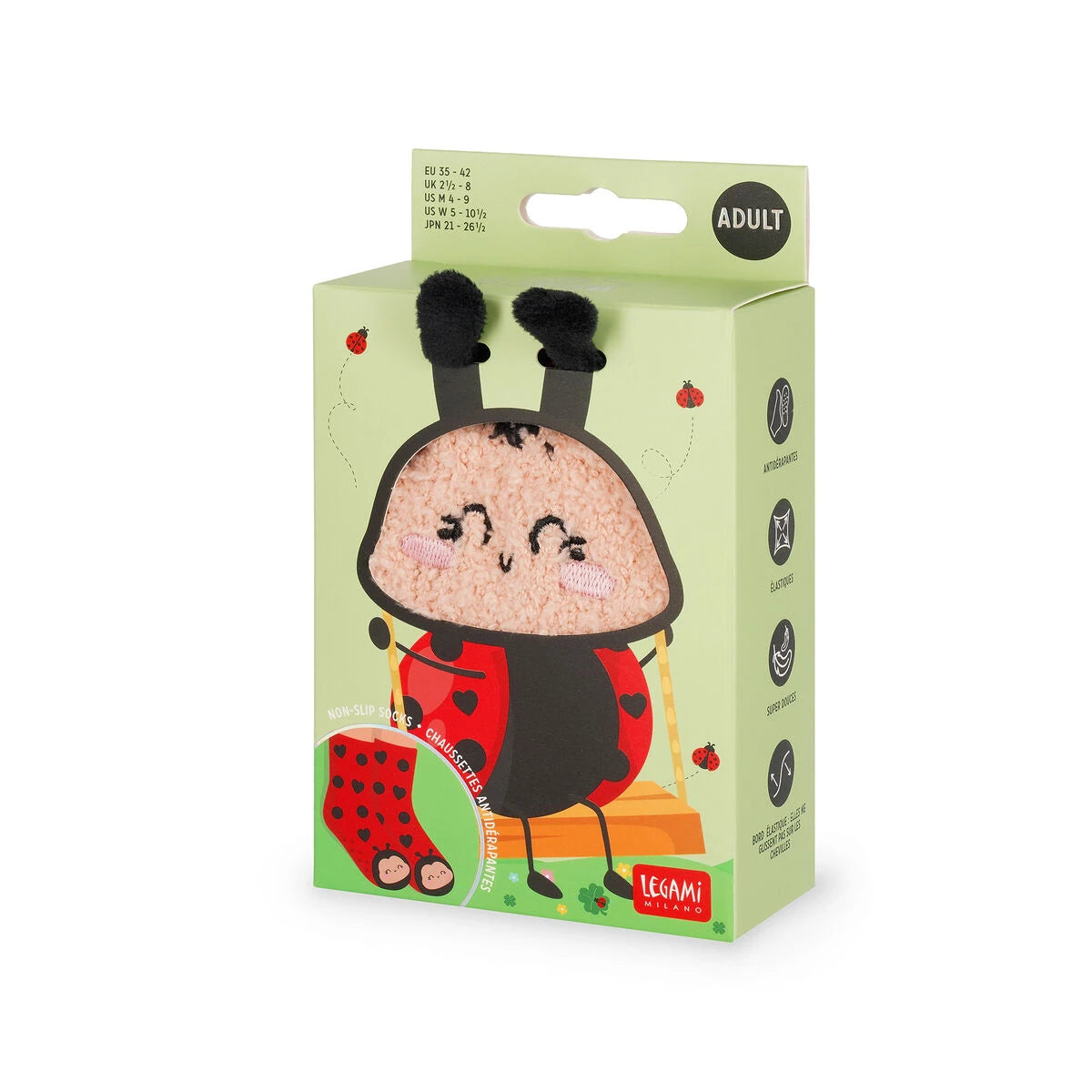 Legami - Non-Slip Ladybug Socks Adults - A Perfect Match!