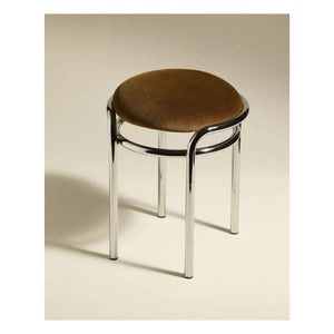 Maison Sarah Lavoine - Moon chrome velvet stool | Havana