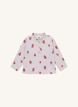 Studio Bohème - Olympe Organic Cotton Blouse with Puffed Collar, Light Blue