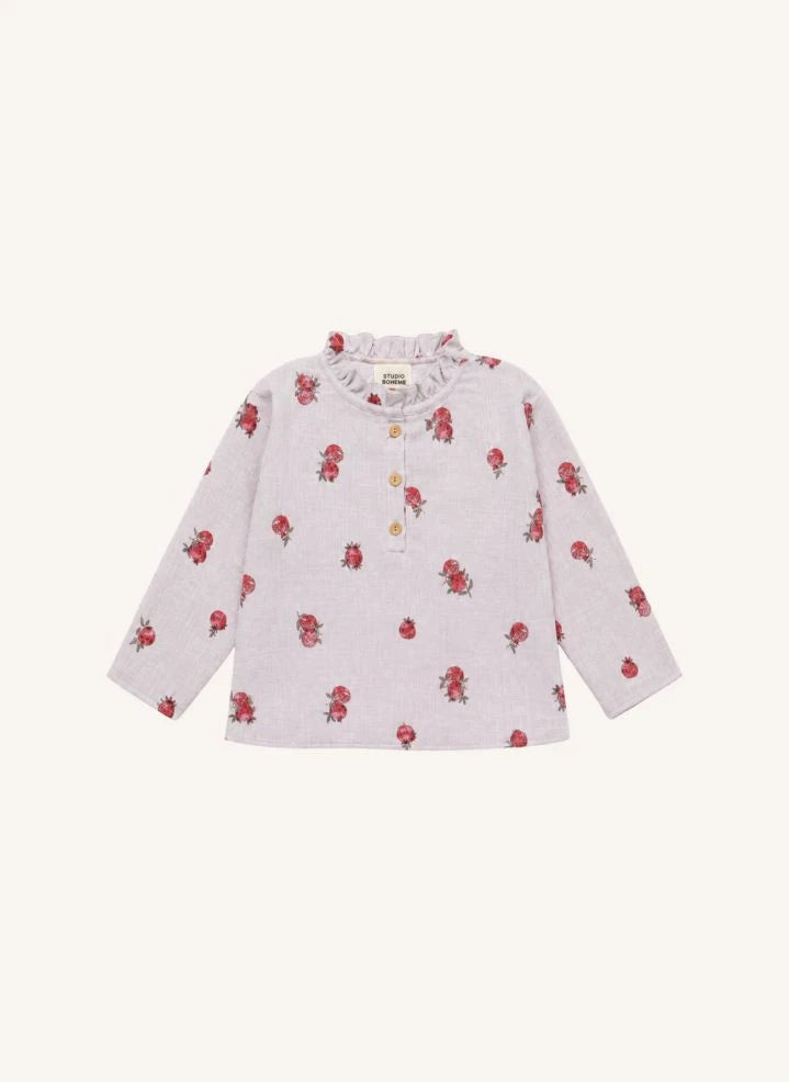 Studio Bohème - Olympe Organic Cotton Blouse with Puffed Collar, Light Blue
