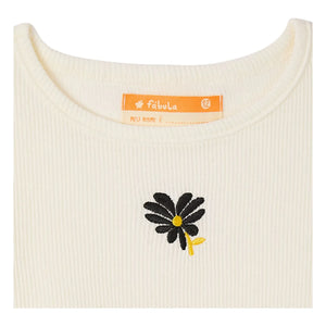 Fabula - Ribbed Floral T-Shirt | White