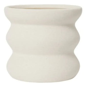 Broste Copenhagen - Mina Stone Ceramic Flowerpot | White