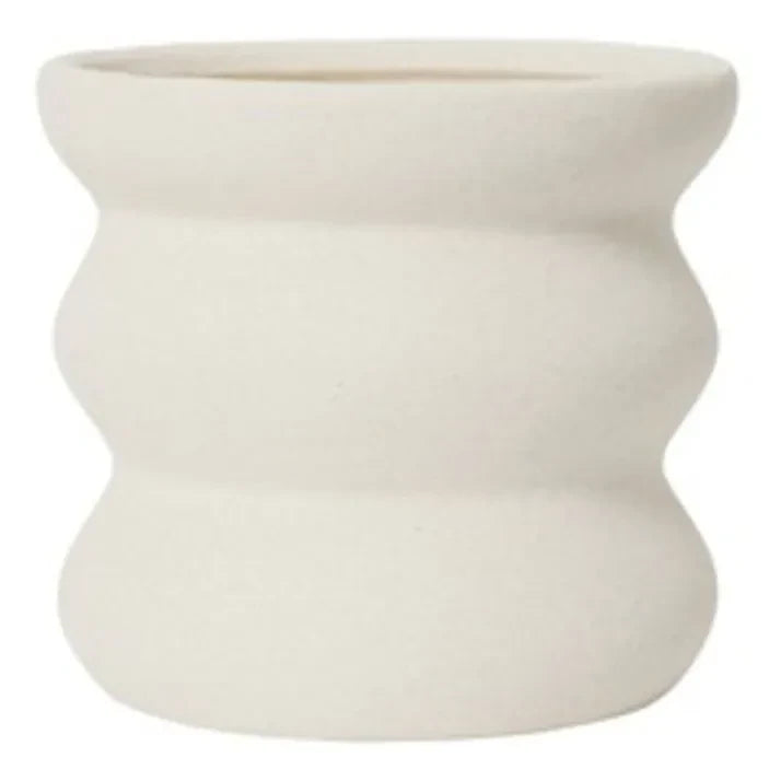 Broste Copenhagen - Mina Stone Ceramic Flowerpot | White