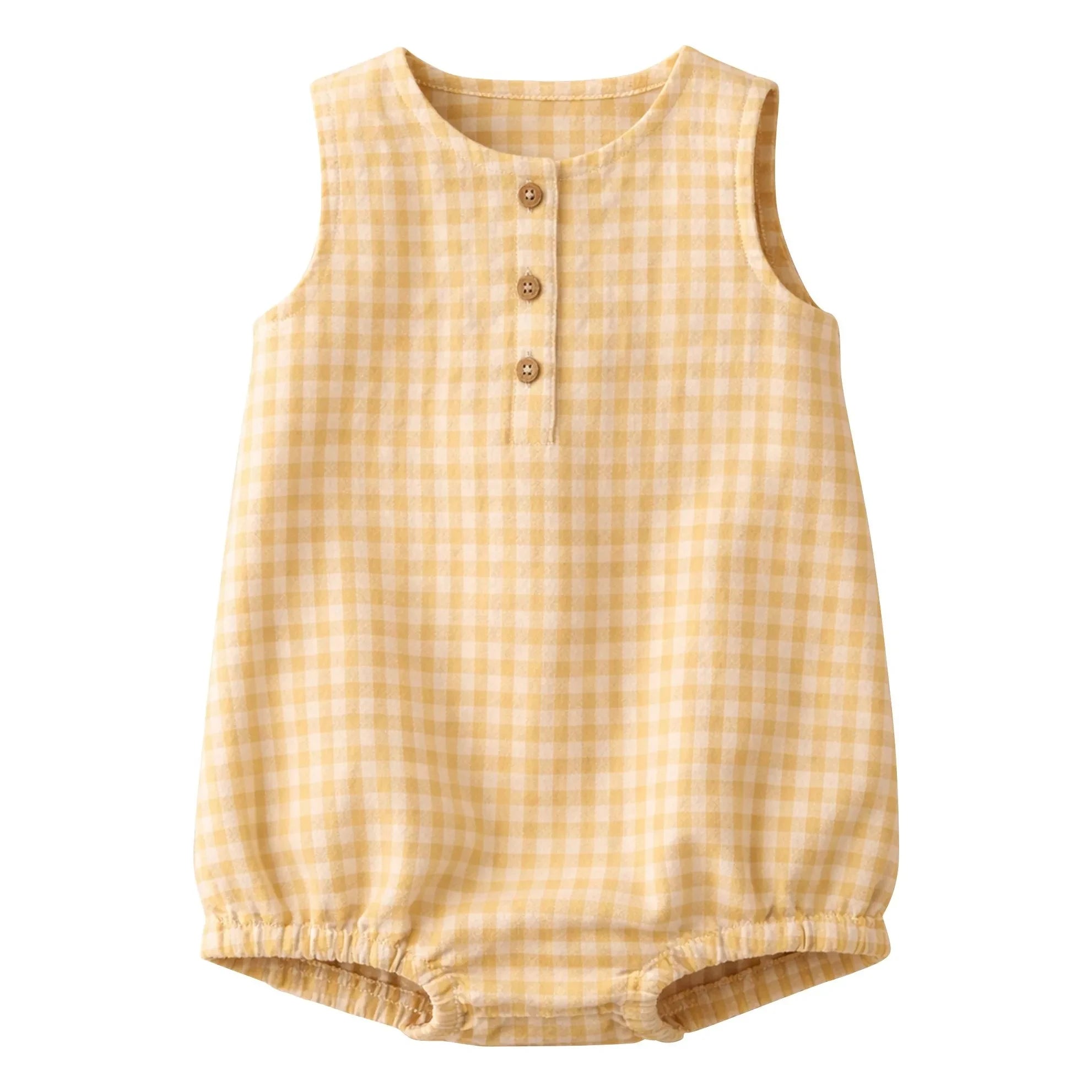 Lililotte - Arthus Check Organic Cotton Romper | Yellow