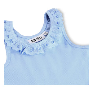 Molo - Ruffled Crocodile Cotton Dress | Light Blue