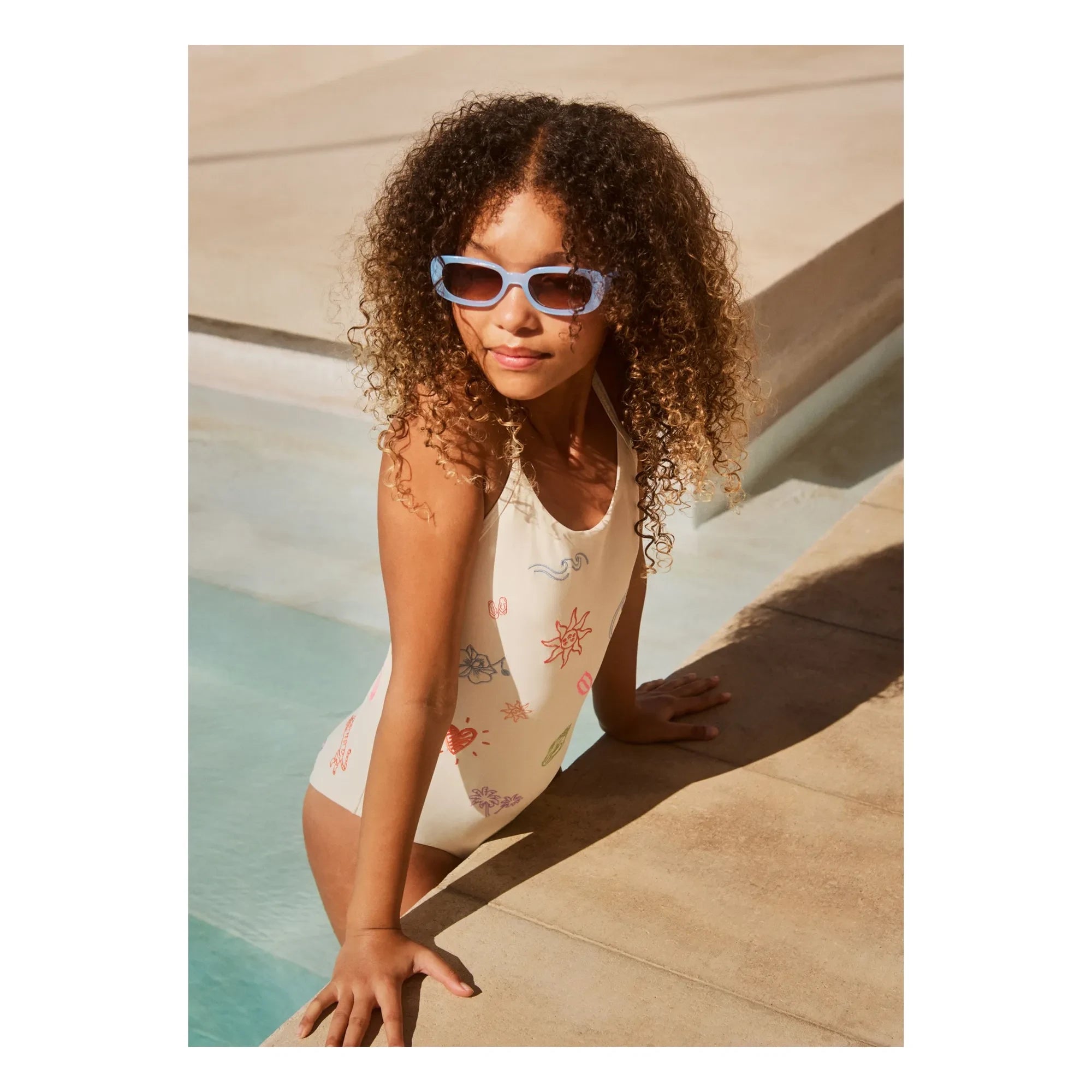 Molo - Nanna Minis Doodles Recycled Fiber Swimsuit | Ecru