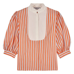 Maria de la Orden - Dimitra Cotton Striped Blouse | Orange