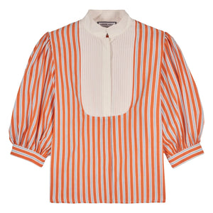 Maria de la Orden - Dimitra Cotton Striped Blouse | Orange