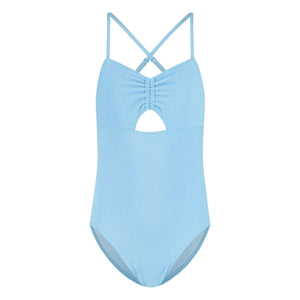 Beachlife - Textured Gathered Swimsuit | Light Blue