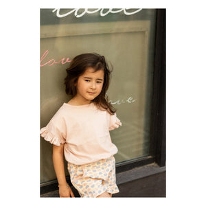 Louis Louise - Astrée Ruffled Shorts Terry Fabric Hearts | Dusty Pink