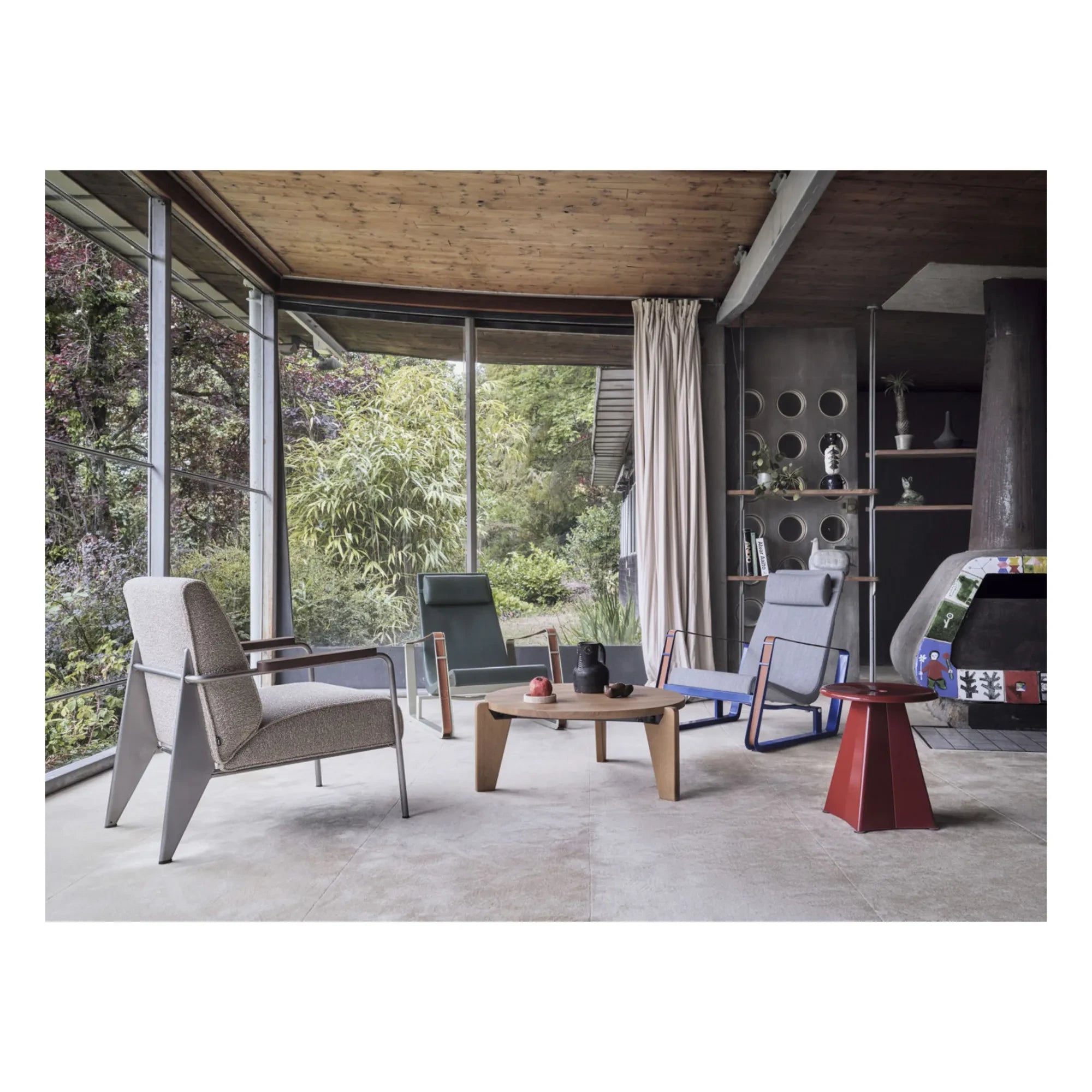 Vitra - Jean Prouvé Metal Stool | Burgundy