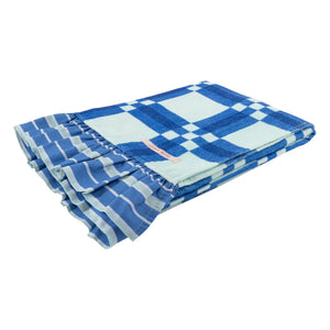Jera Mini - Blue Towel with Ruffles and Checkered Pattern | Blue