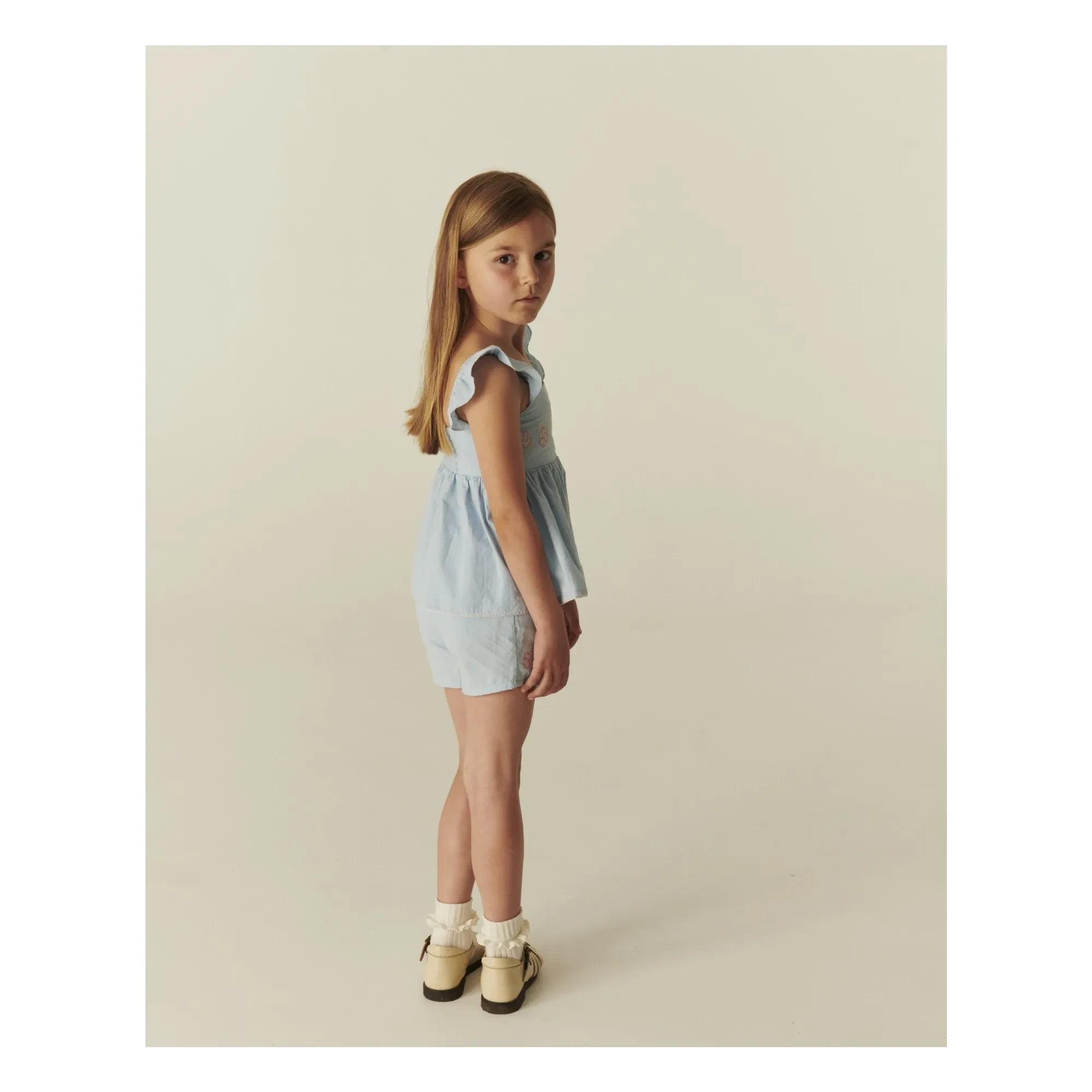 Copenhagen Colors - Organic Cotton Striped Summer Top and Shorts Set | Light Blue