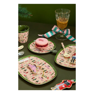 Rice - Holiday melamine rectangular plate | Powder Pink