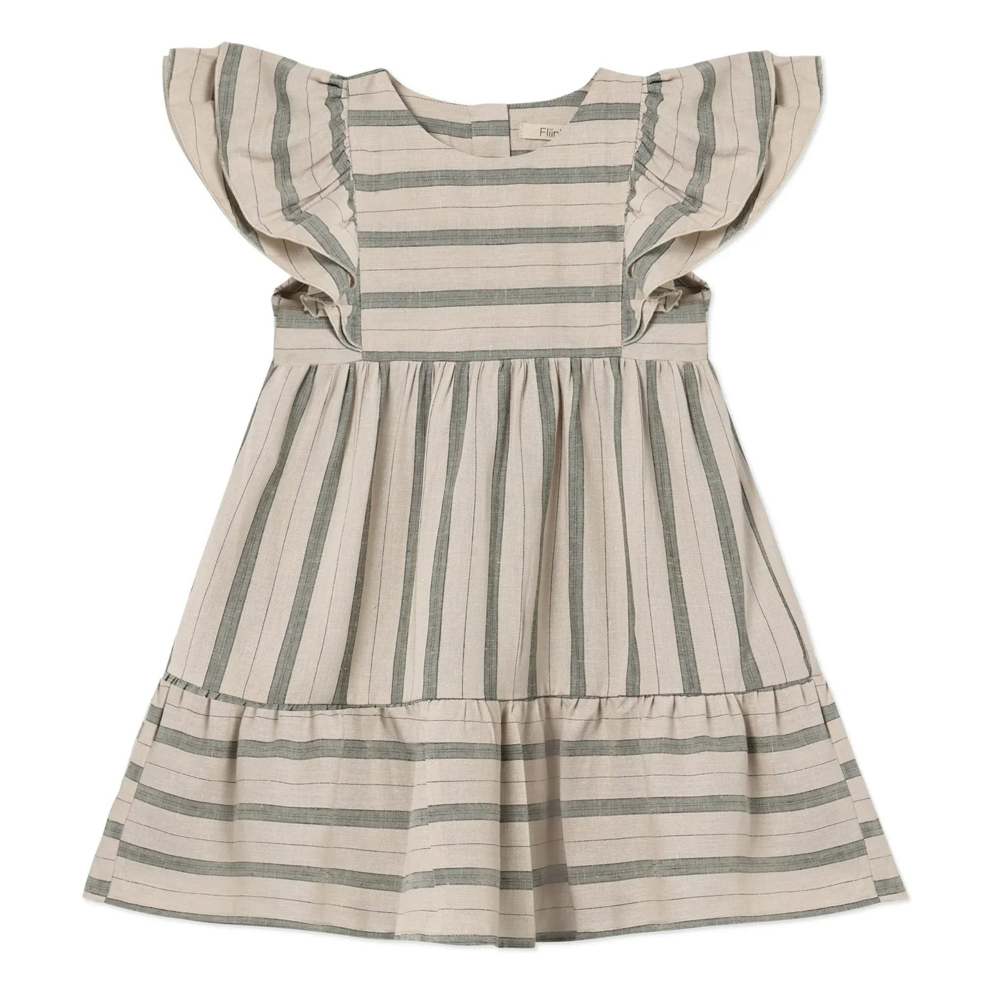 Fliink - Vira Striped Linen Dress | Ecru