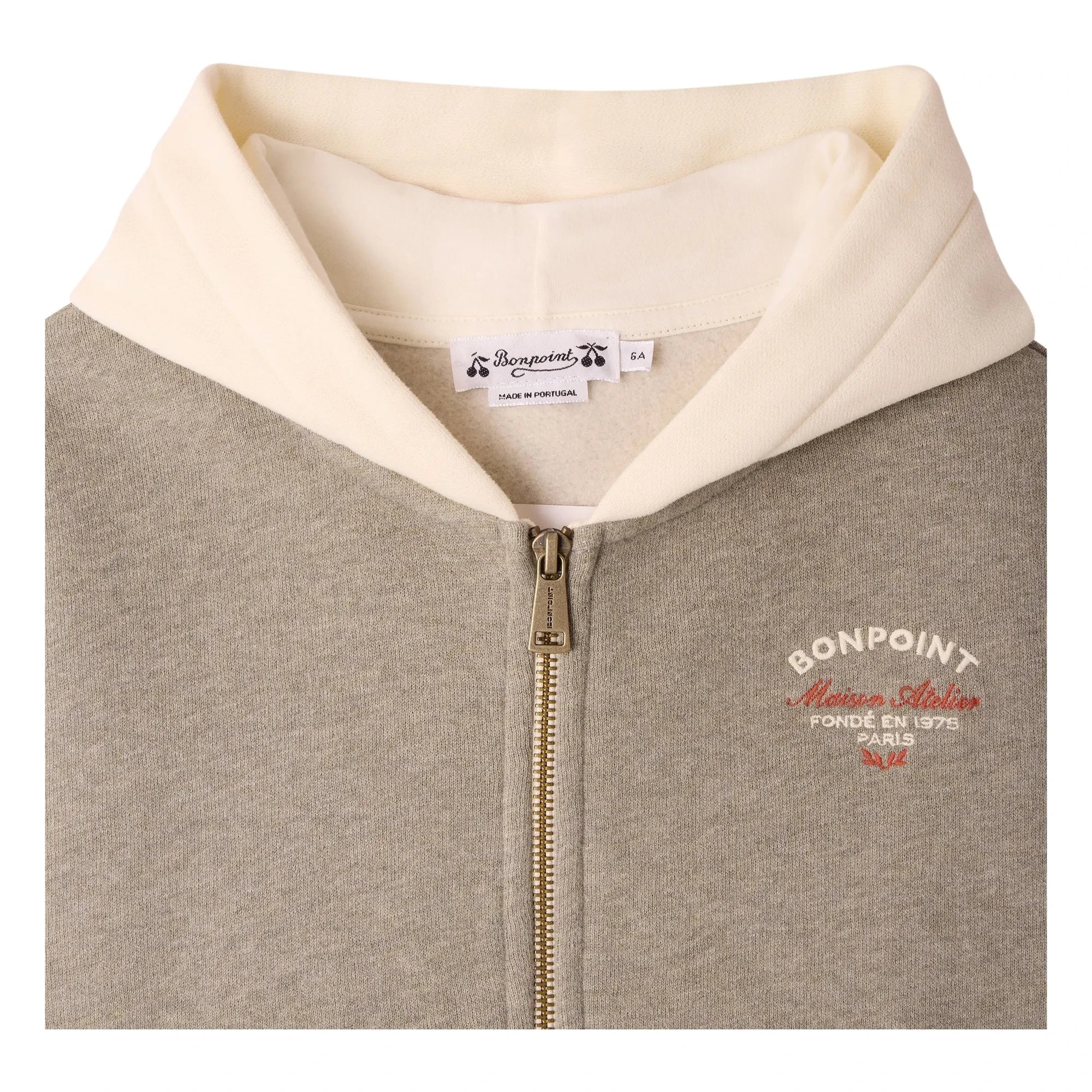Bonpoint - Elroy Organic Cotton Chiné Hooded Zip-Up Sweatshirt | Khaki