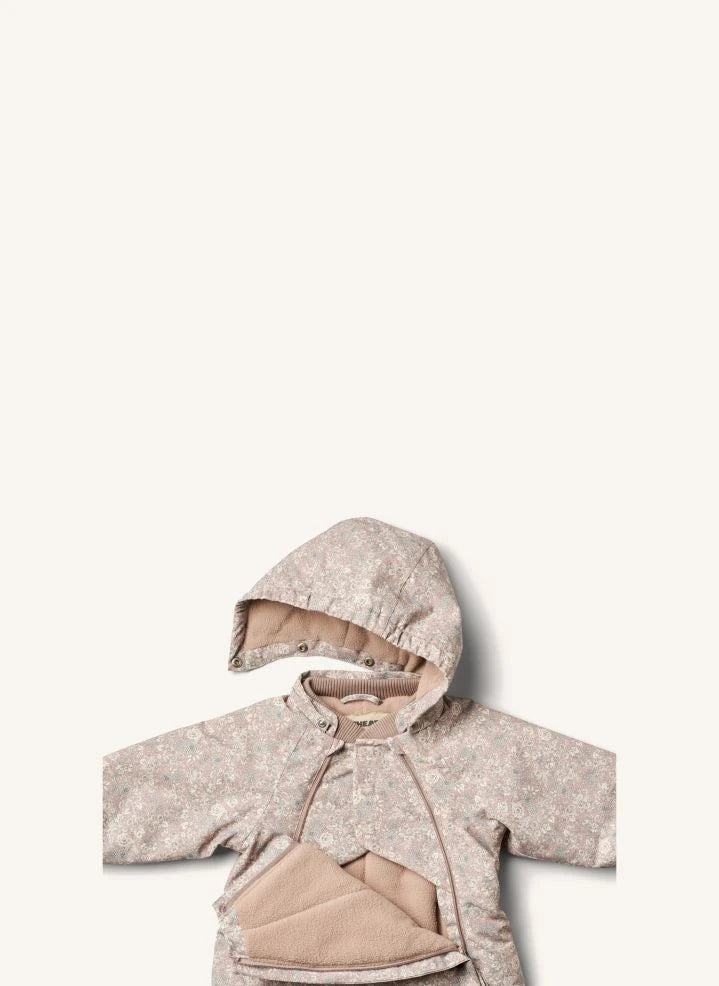 Wheat - Adi Geri Dönüştürülmüş Elyaf Çiçekli Kayak Tulumu | Soluk Pembe