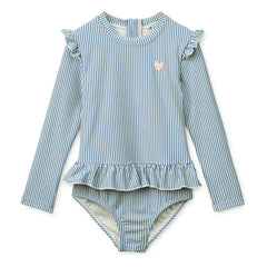 Liewood - Long Sleeve Swimsuit Sille Striped Seersucker Recycled Fiber | Blue