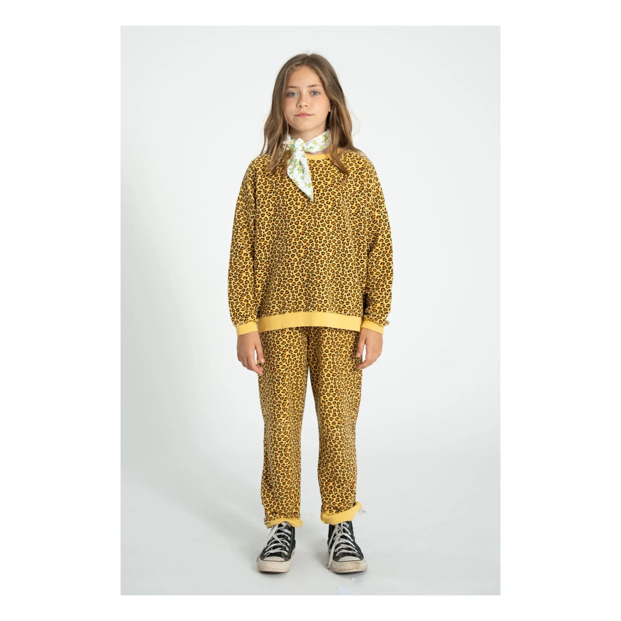 Piupiuchick - Organic Cotton Leopard Sweatshirt | Mustard