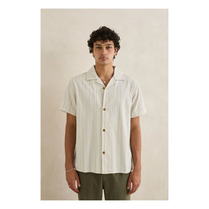 Rhythm - Striped Holiday Short Sleeve Shirt | Cream