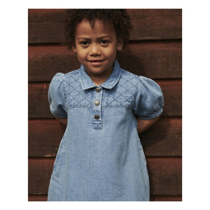 Copenhagen Colors - Quilted Denim Organic Cotton Dress | Light Blue