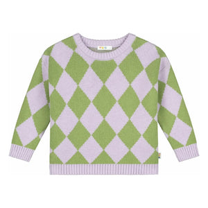 Yuki - Organic Cotton Checkered Sweater | Lilac