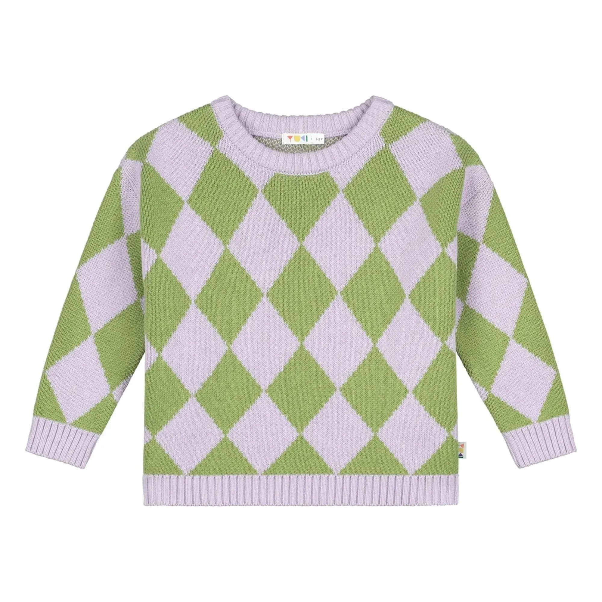 Yuki - Organic Cotton Checkered Sweater | Lilac