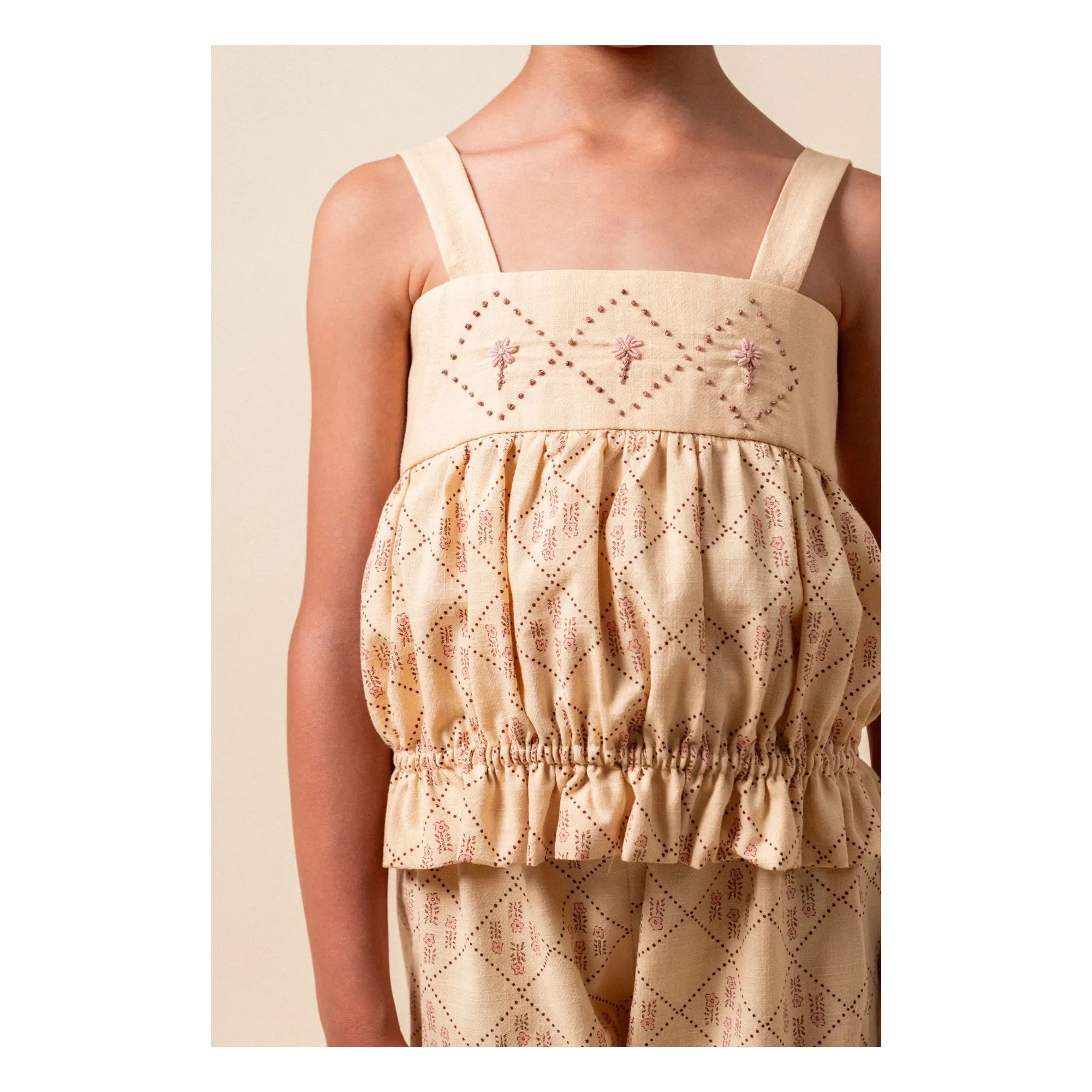 birinit - Castelflorite embroidered upper Organic cotton | Honey