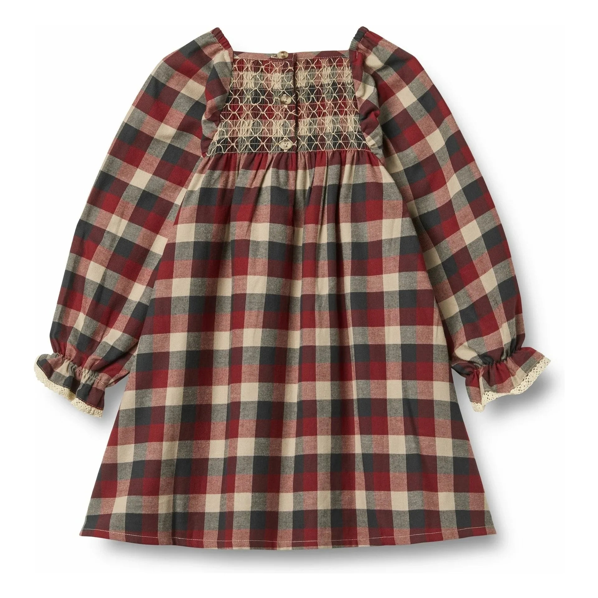 Wheat - Bella Dress Organic Cotton Checkered | Red