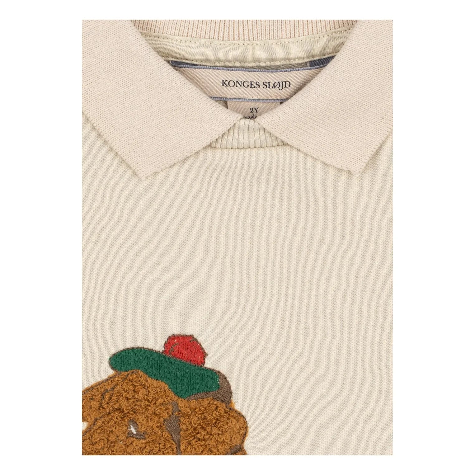 Konges Sløjd - Organik Pamuk Köpek Desenli Polo Yaka Sweatshirt | Ecru