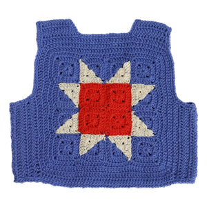 Kalinka - Sleeveless Sahara Crochet Vest | Blue