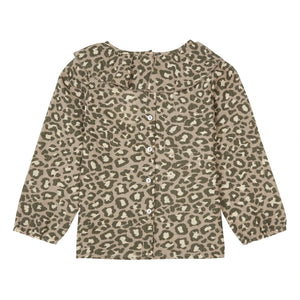 Tocoto Vintage - Leopar Desenli Fırfırlı Yaka Bluz | Kahverengi