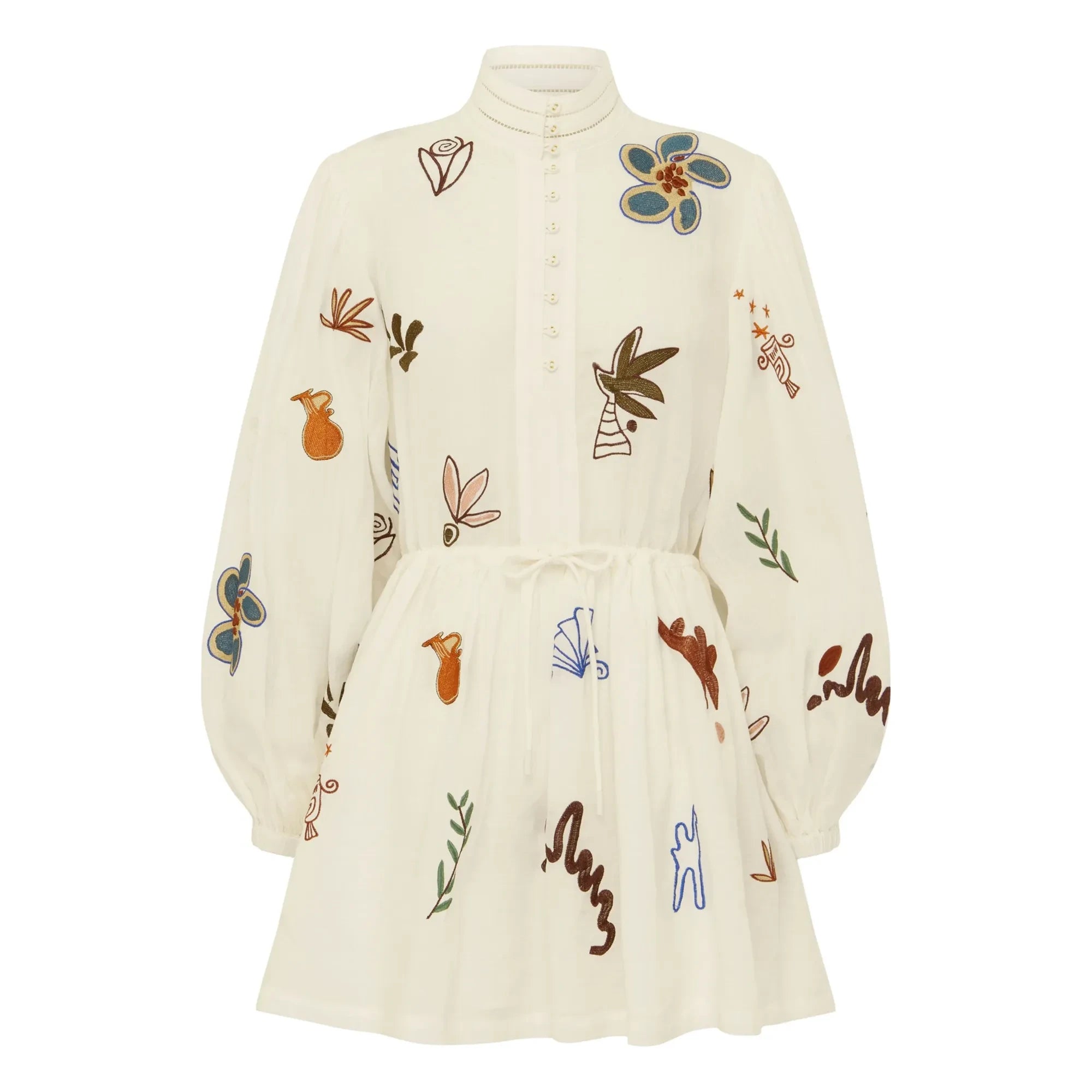 Alémais - Mina Embroidered Short Dress | White