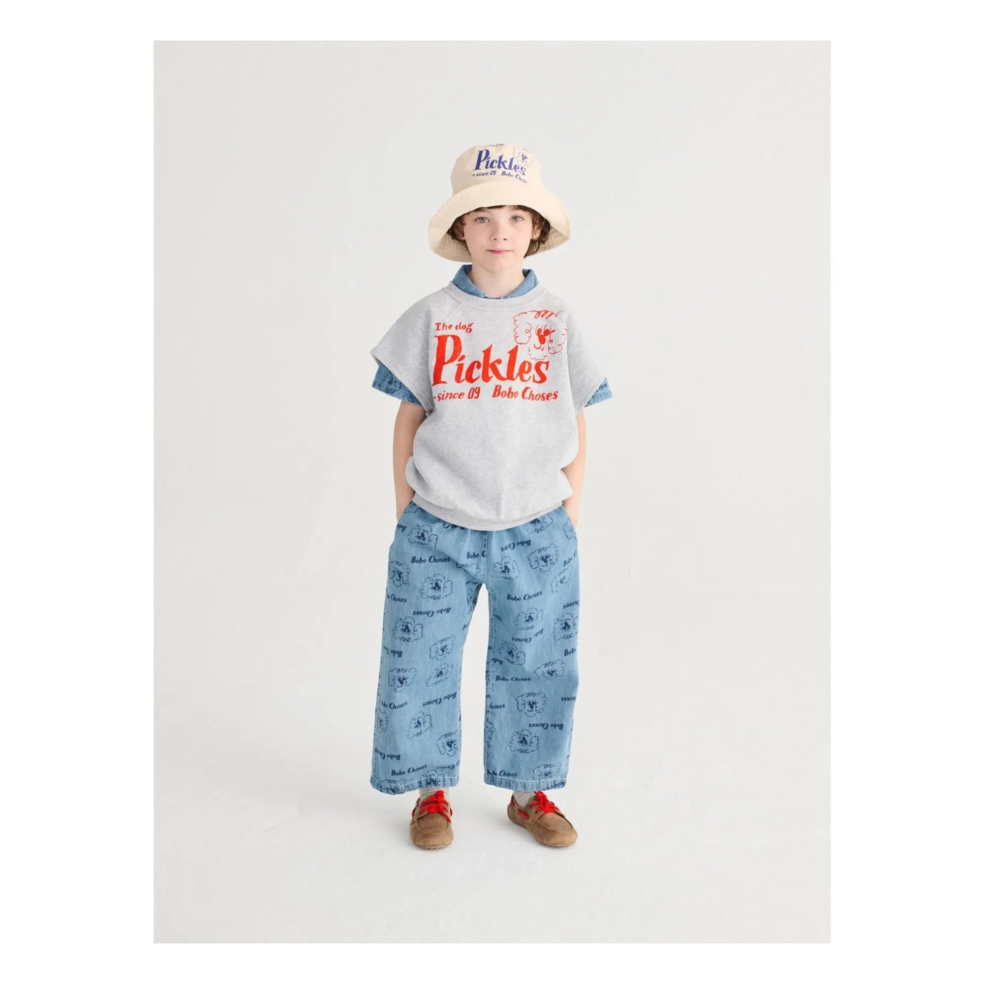 Bobo Choses - The Dog Pickles Organic Cotton Sleeveless Sweatshirt | Gray Melange
