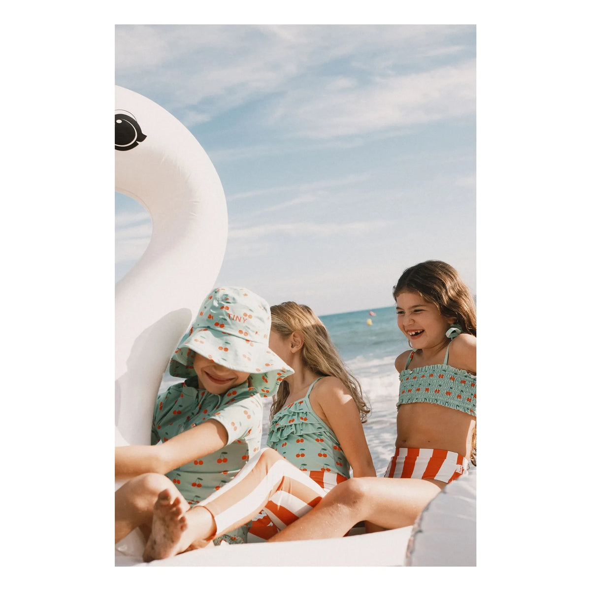 Tinycottons - Cherry Gathered Swimsuit | Green Water