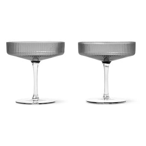 Ferm Living - Ripple Champagne Glasses - Set of 2 | Gray