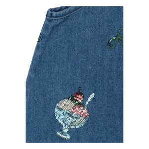 Konges Sløjd - Sequin Puffed Denim Dress Magot Glaces Organic Cotton | Blue