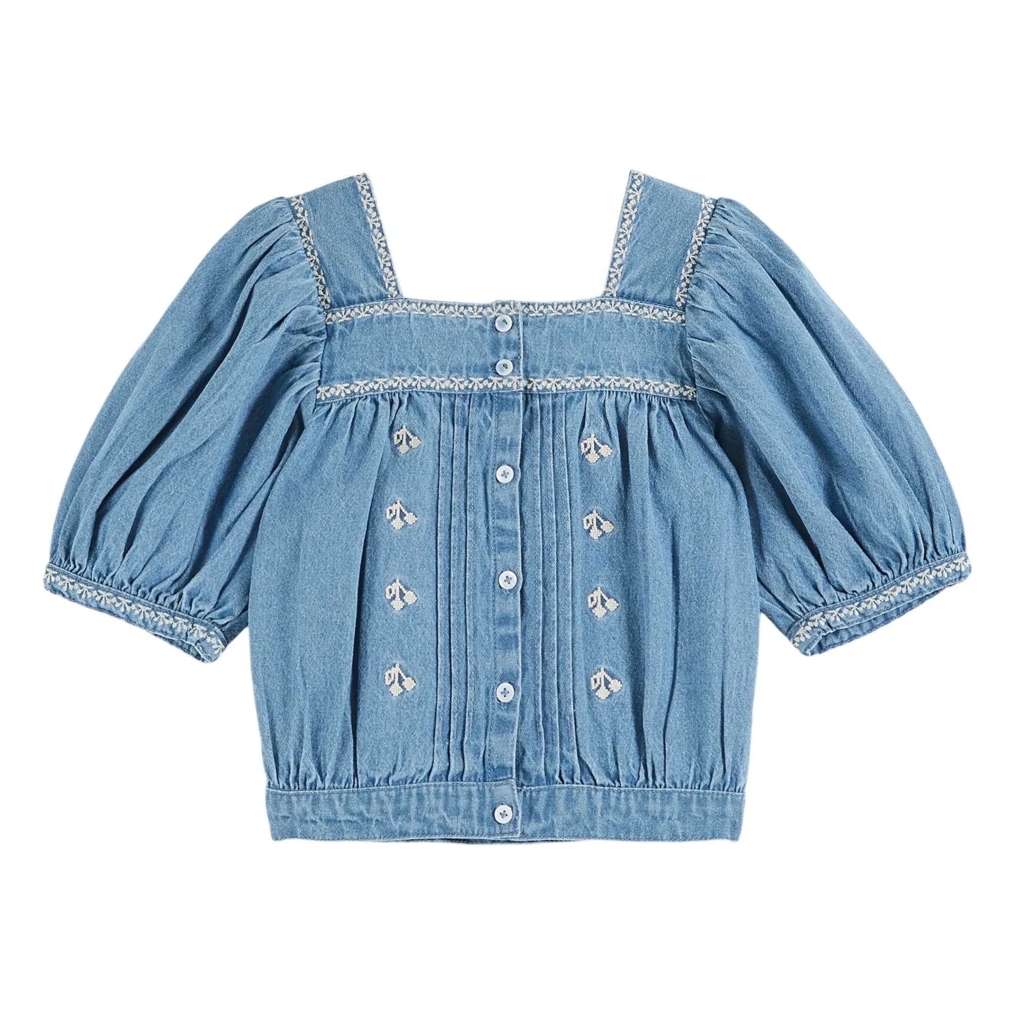 Emile et Ida - Nakışlı Chambray Bluz | Denim