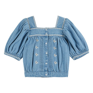 Emile et Ida - Nakışlı Chambray Bluz | Denim