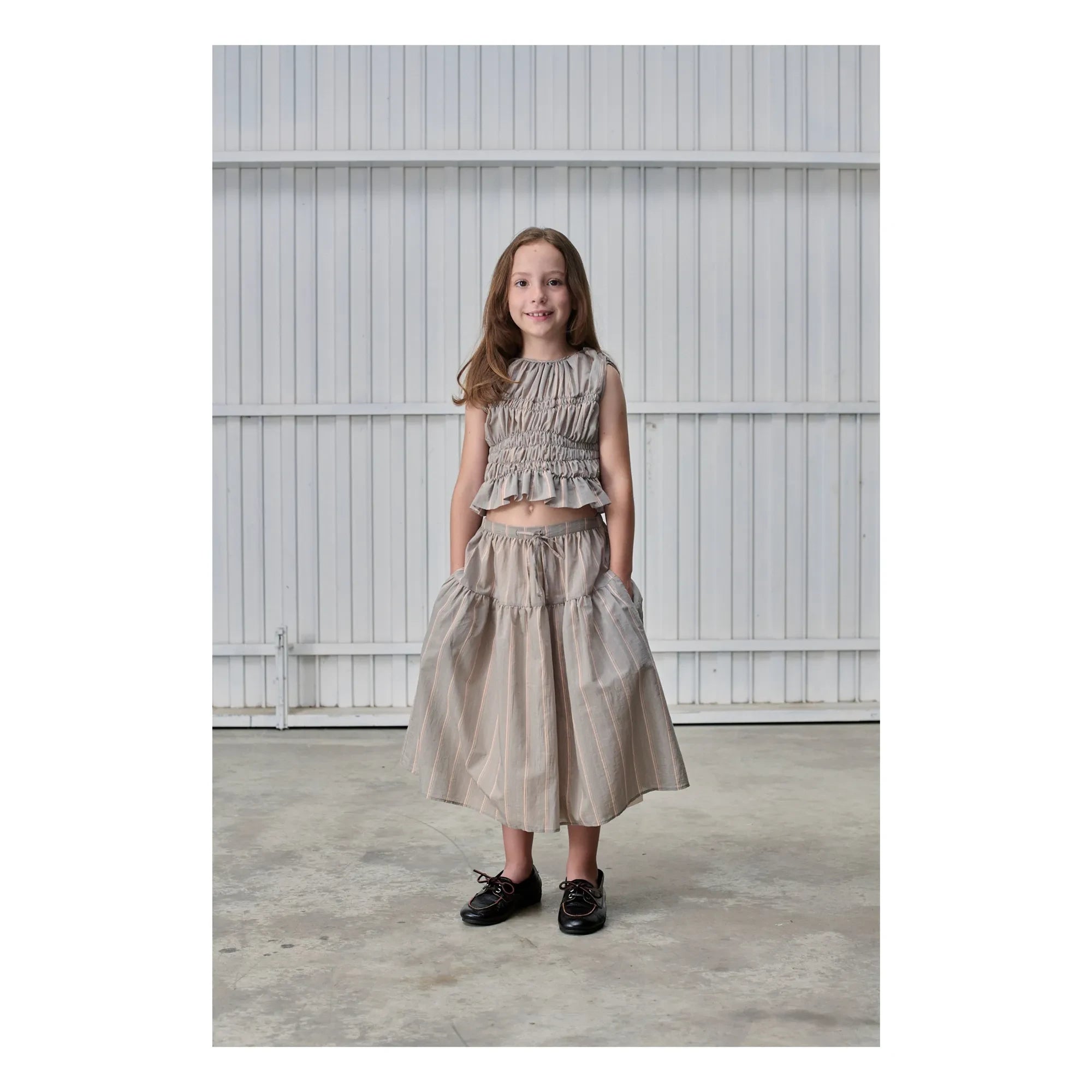 Tangerine - Grey Striped Froncé Top
