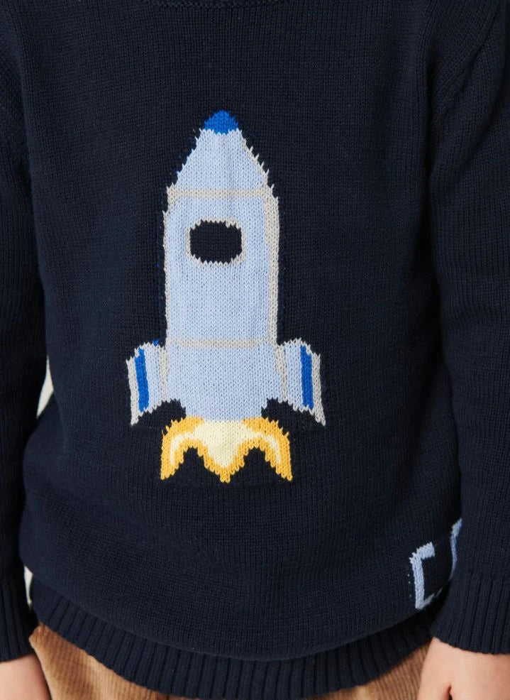 Copenhagen Colors - Organik Pamuk Uzay Roketi Kazak | Lacivert