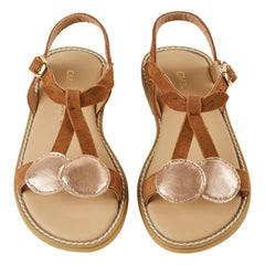 Emile and Ida - Cherry Leather Sandal | Gold